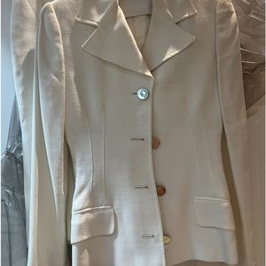 Dolce & Gabbana Beautiful White Linen Ladies Blazer Skirt Suit Sz 40 IT